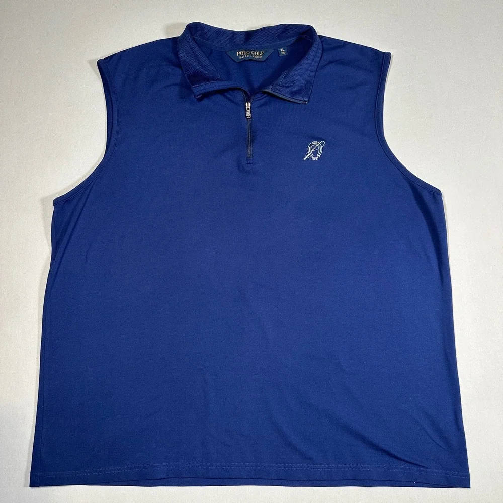 Polo Golf Ralph‎ Lauren Vest Mens XL Blue Quarter Zip Piedmont Driving Club Golf